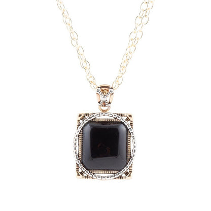Black Onyx Mixed Metal Pendant Necklace - Barse Jewelry