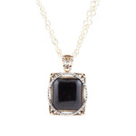 Black Onyx Mixed Metal Pendant Necklace - Barse Jewelry