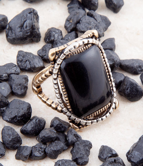 Black Onyx Mixed Metal Statement Ring - Barse Jewelry