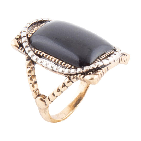 Black Onyx Mixed Metal Statement Ring