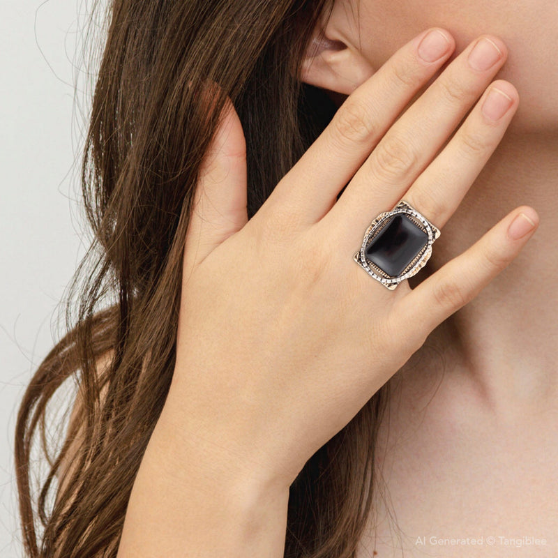 Black Onyx Mixed Metal Statement Ring - Barse Jewelry