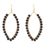 Black Onyx Tear Drop Golden Loop Earrings - Barse Jewelry