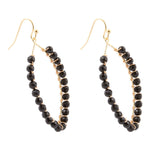Black Onyx Tear Drop Golden Loop Earrings - Barse Jewelry