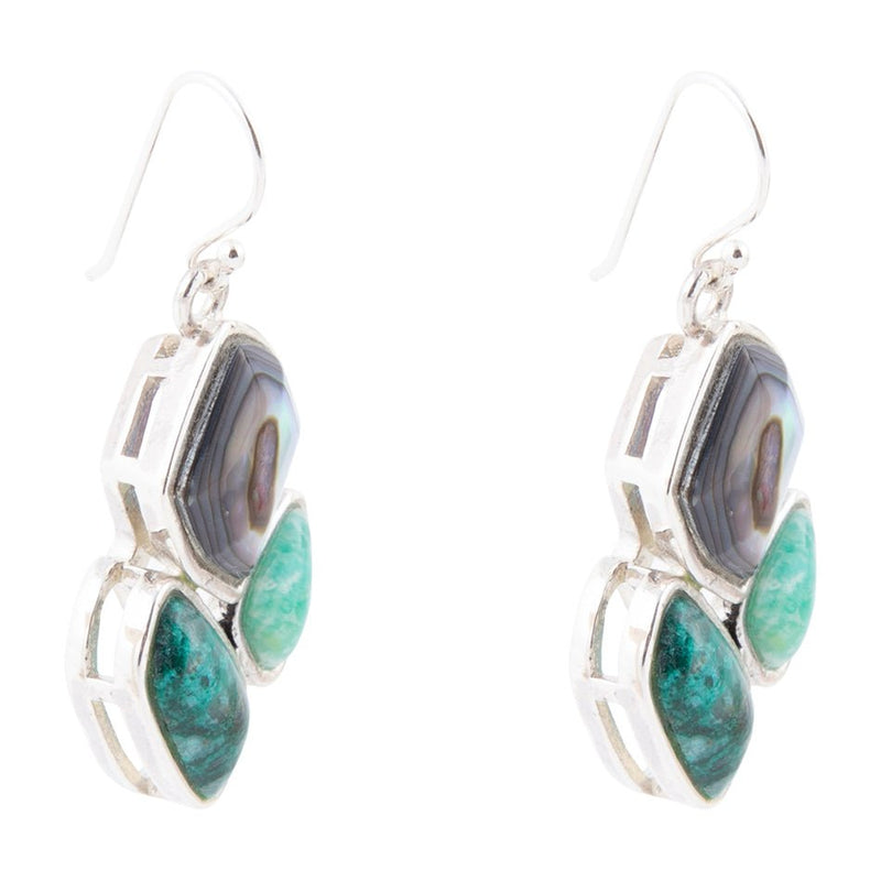 Blue Abalone Fire Cluster Earrings - Barse Jewelry
