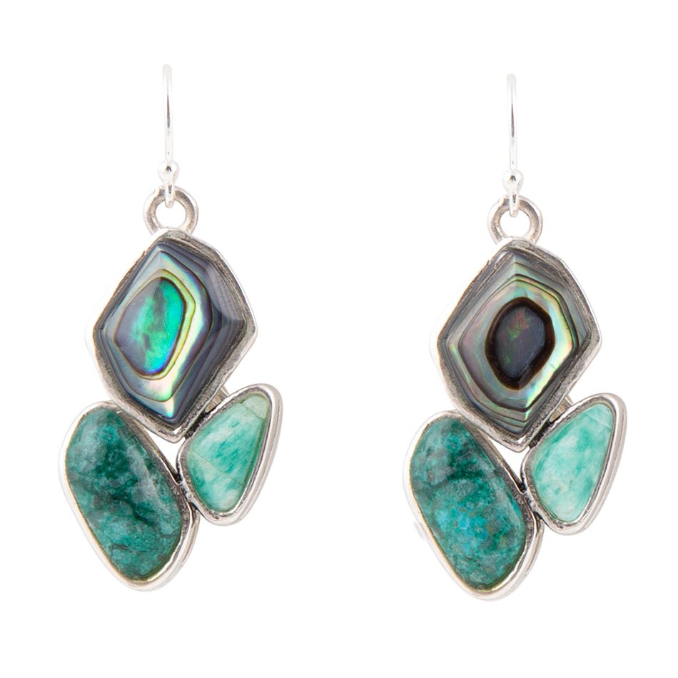 Blue Abalone Fire Cluster Earrings - Barse Jewelry