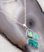 Blue Abalone Fire Sterling Cluster Pendant Necklace - Barse Jewelry