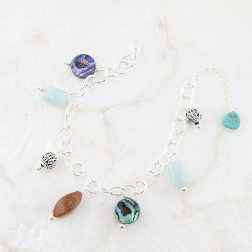 Blue Abalone Sterling Silver Charm Bracelet - Barse Jewelry
