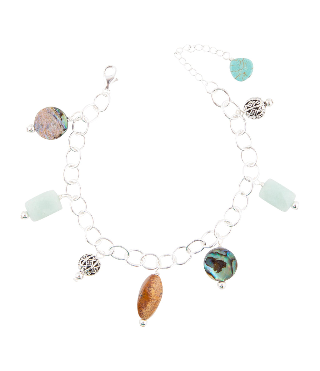 Blue Abalone Sterling Silver Charm Bracelet - Barse Jewelry