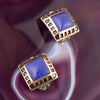 Blue Agate Golden Clip Earrings - Barse Jewelry