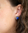 Blue Agate Golden Clip Earrings - Barse Jewelry