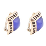 Blue Agate Golden Clip Earrings - Barse Jewelry