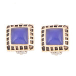 Blue Agate Golden Clip Earrings - Barse Jewelry