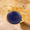 Blue Agate Hinged Golden Cuff Bracelet - Barse Jewelry