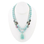 Blue Amazonite and Abalone Pendant Necklace - Barse Jewelry