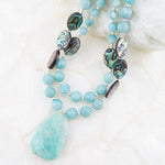 Blue Amazonite and Abalone Pendant Necklace - Barse Jewelry