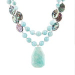 Blue Amazonite and Abalone Pendant Necklace - Barse Jewelry
