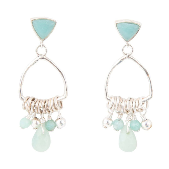 Blue Amazonite and Sterling Silver Chandelier Earrings