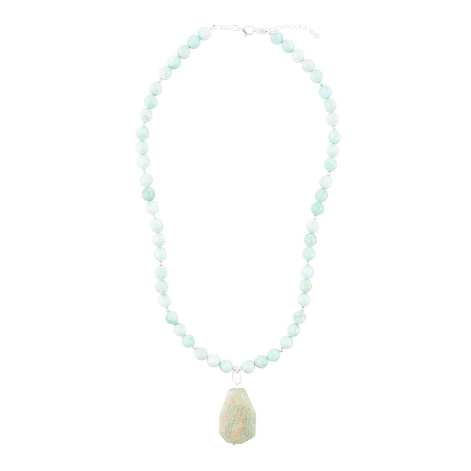 Blue Amazonite Sterling Silver Pendant Necklace - Barse Jewelry