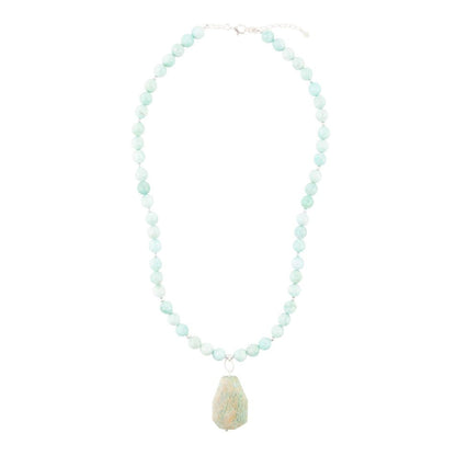 Blue Amazonite Sterling Silver Pendant Necklace - Barse Jewelry