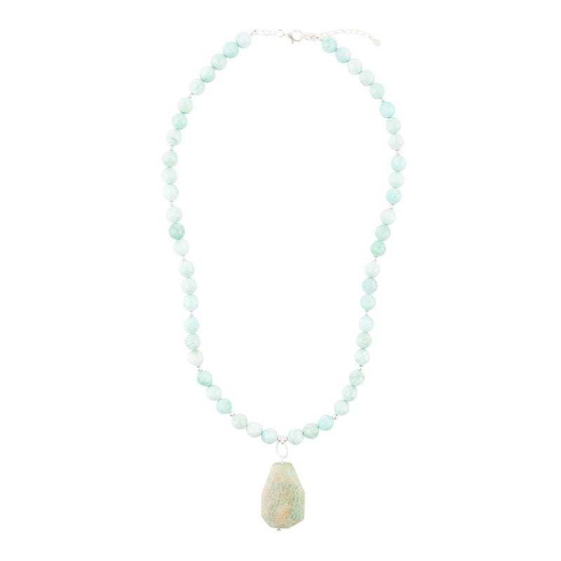 Blue Amazonite Sterling Silver Pendant Necklace - Barse Jewelry