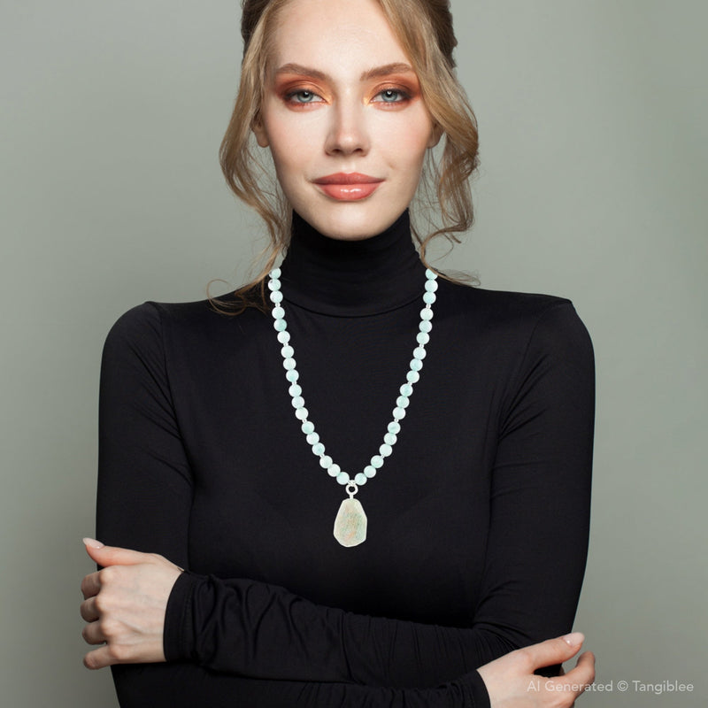 Blue Amazonite Sterling Silver Pendant Necklace - Barse Jewelry