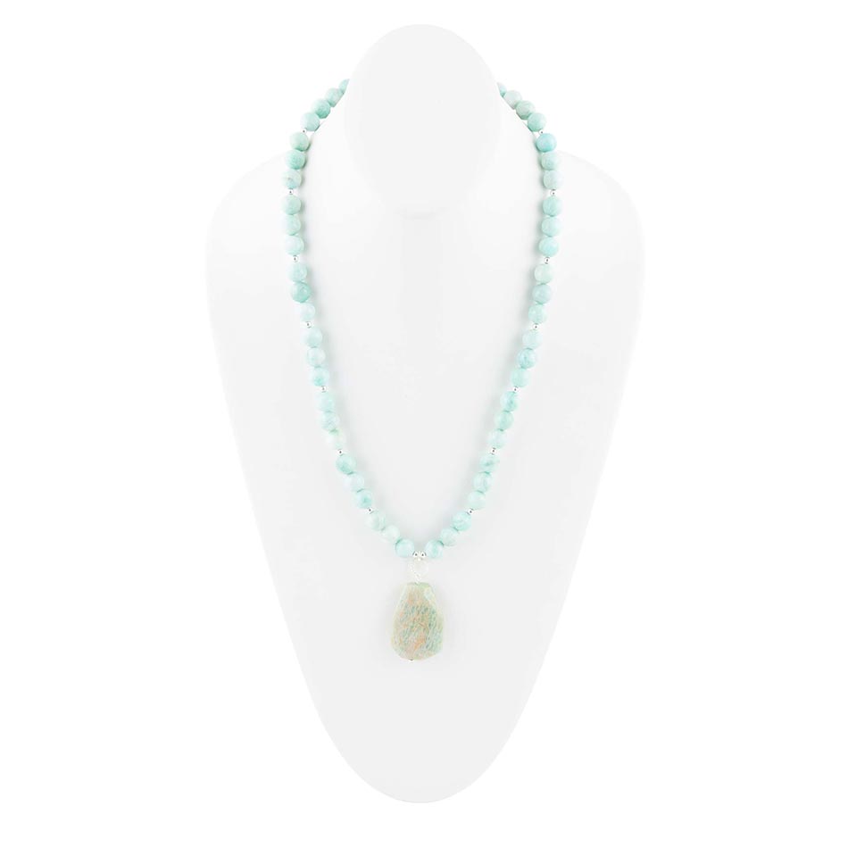 Blue Amazonite Sterling Silver Pendant Necklace - Barse Jewelry