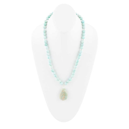 Blue Amazonite Sterling Silver Pendant Necklace - Barse Jewelry