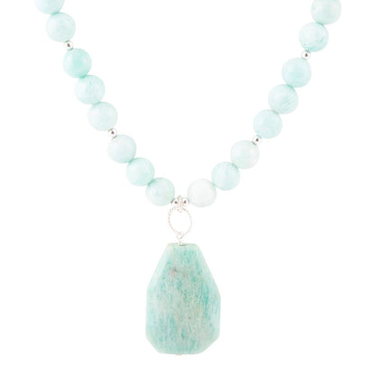 Blue Amazonite Sterling Silver Pendant Necklace - Barse Jewelry