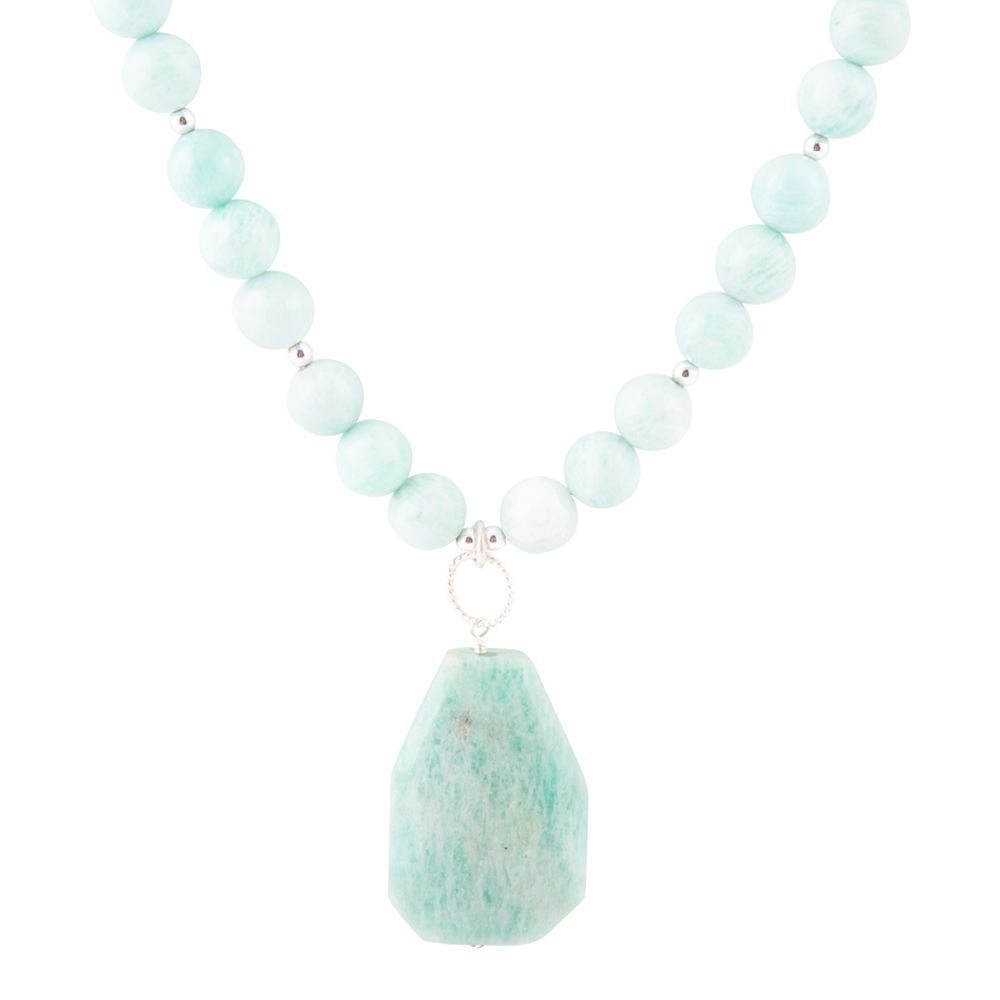 Blue Amazonite Sterling Silver Pendant Necklace - Barse Jewelry