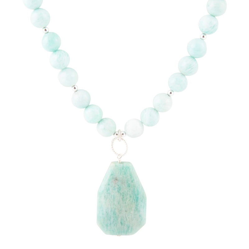 Blue Amazonite Sterling Silver Pendant Necklace - Barse Jewelry
