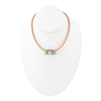 Blue and Green Turquoise Leather Necklace - Barse Jewelry