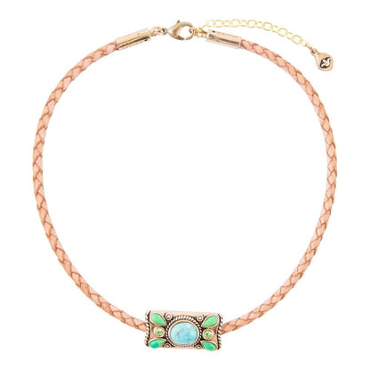 Blue and Green Turquoise Leather Necklace - Barse Jewelry