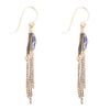Blue Azurite Matrix Chandelier Golden Earrings - Barse Jewelry