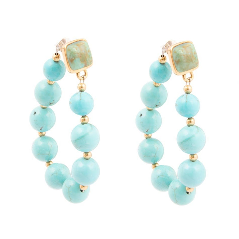 Blue Cary Magnesite Loop Post Golden Earrings - Barse Jewelry