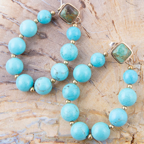 Blue Cary Magnesite Loop Post Golden Earrings - Barse Jewelry