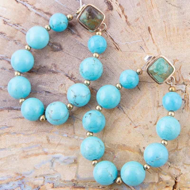 Blue Cary Magnesite Loop Post Golden Earrings - Barse Jewelry