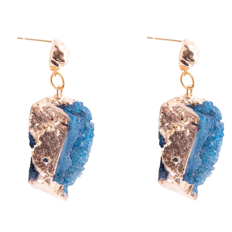 Blue Druzy Moon Post Earrings - Barse Jewelry