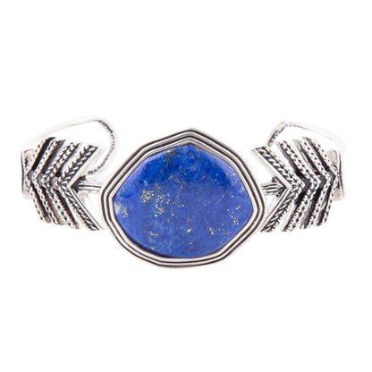 Blue Lapis and Sterling Silver Statement Cuff - Barse Jewelry