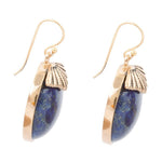 Blue Lapis Circle Golden Drop Earings - Barse Jewelry