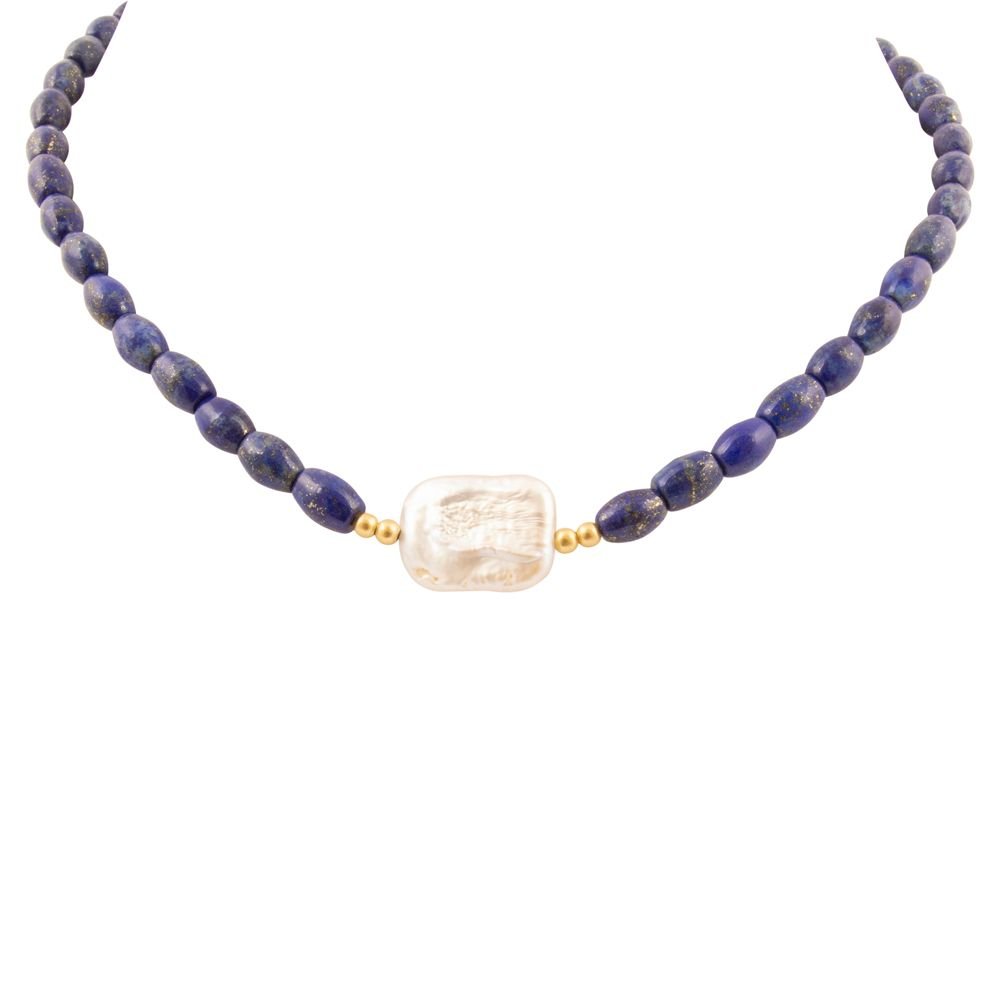 Blue Lapis Cirrus Golden Necklace - Barse Jewelry