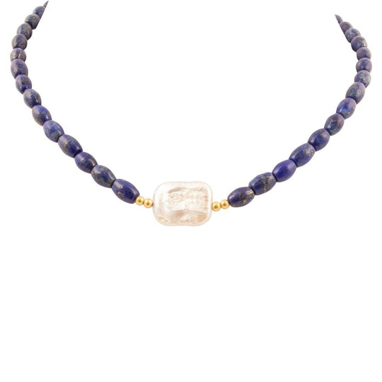 Blue Lapis Cirrus Golden Necklace