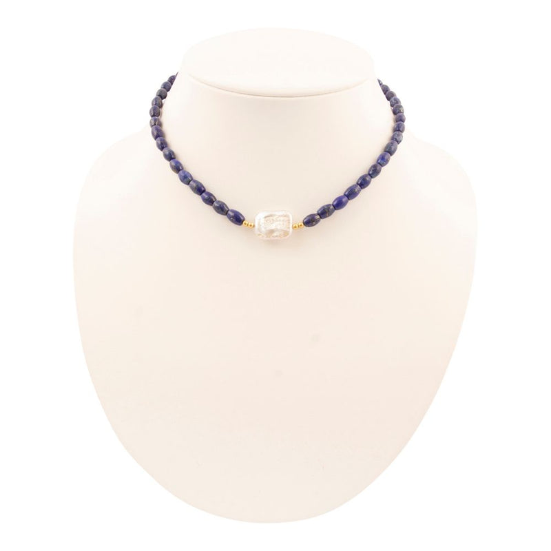 Blue Lapis Cirrus Golden Necklace - Barse Jewelry