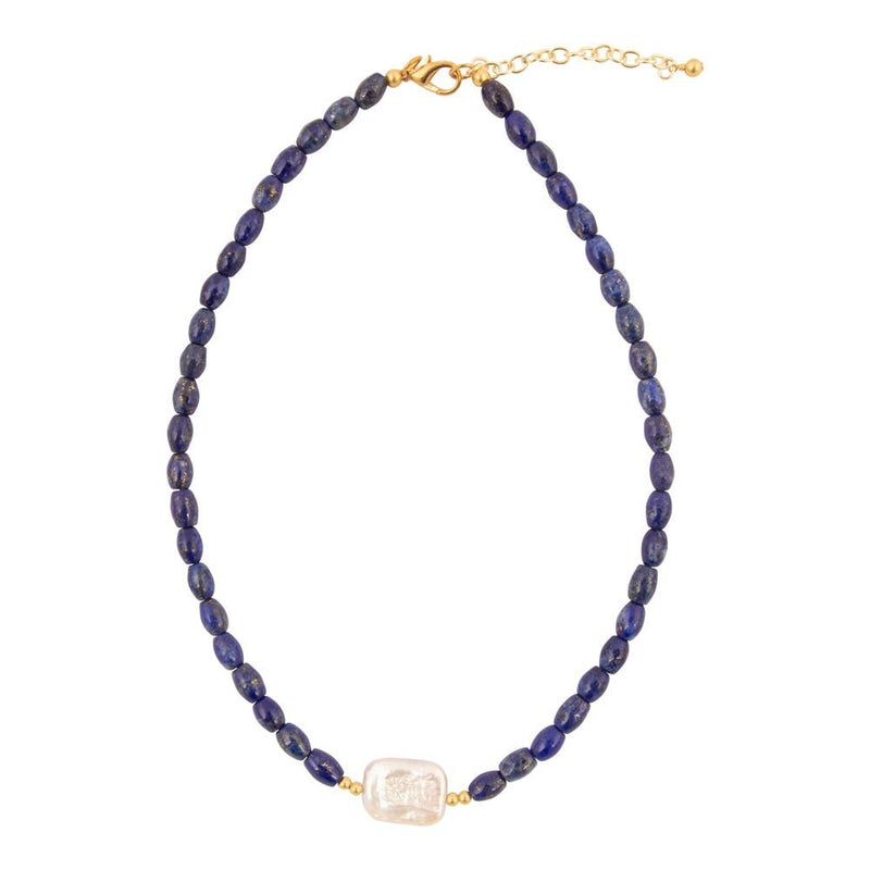Blue Lapis Cirrus Golden Necklace - Barse Jewelry