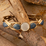 Blue Lapis Flower Golden Cuff Bracelet - Barse Jewelry