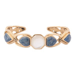 Blue Lapis Flower Golden Cuff Bracelet - Barse Jewelry