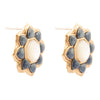 Blue Lapis Flower Golden Post Drop Earrings - Barse Jewelry