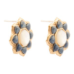 Blue Lapis Flower Golden Post Drop Earrings - Barse Jewelry