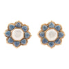 Blue Lapis Flower Golden Post Drop Earrings - Barse Jewelry