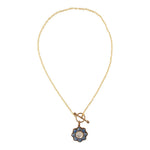 Blue Lapis Golden Flower Pendant Necklace - Barse Jewelry