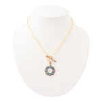 Blue Lapis Golden Flower Pendant Necklace - Barse Jewelry